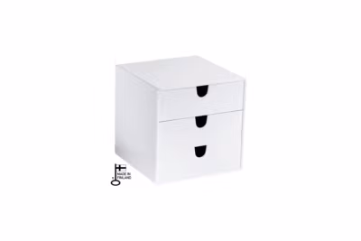 3-drawer box white