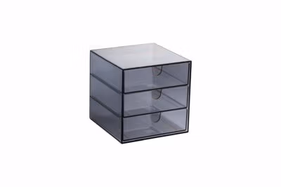 3-drawer box transparent grey