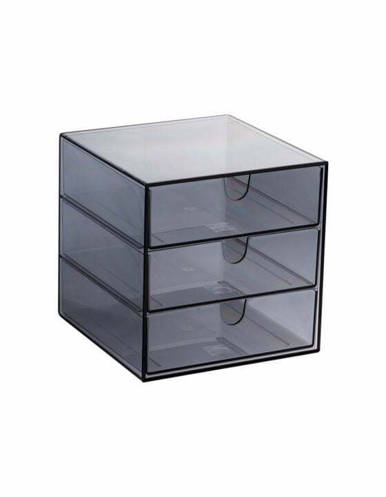3-drawer box transparent grey