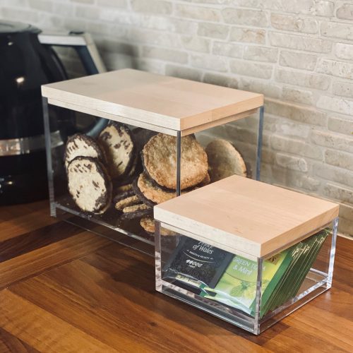 Box XL and M clear with wooden lids