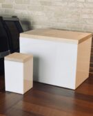 Box white XL and S and wooden lids birch