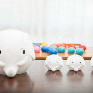 Maxi and Medi moneyboxes side by side